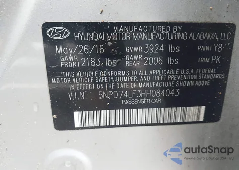 2017 Hyundai Elantra Se из США, поврежденный, VIN 5NPD74LF3HH084043